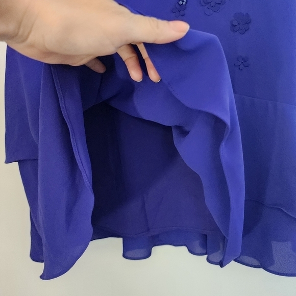 Karen Millen Purple Floral Applique Mini Dress Event Cocktail Party Wedding Gues - Picture 7 of 13